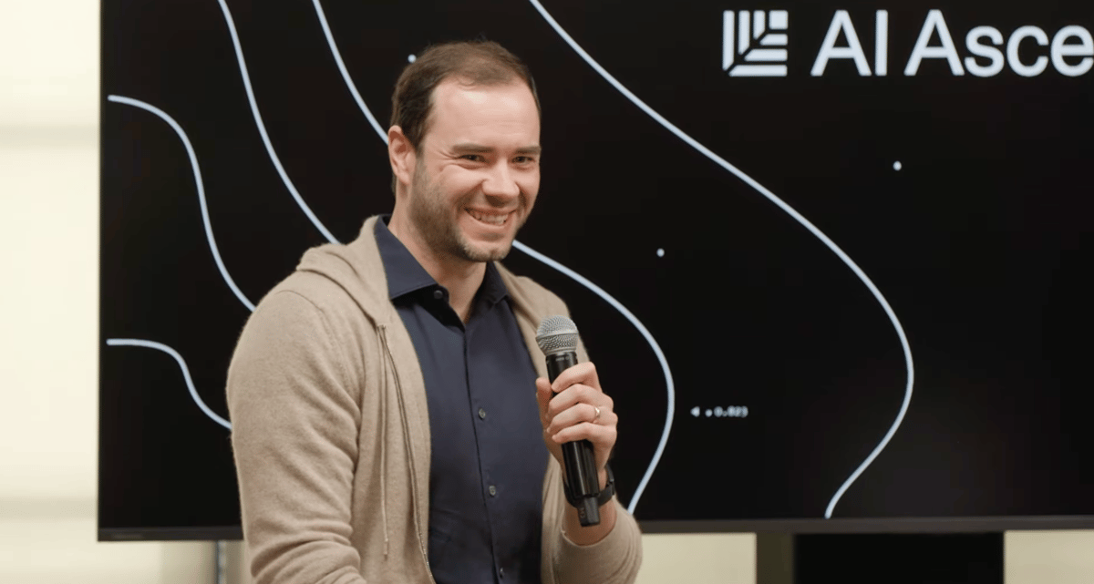 Still from Andrej Karpathy's interview with Sequoia at AI Ascent discussing Software 3.0, vibe coding, and agentic engineering