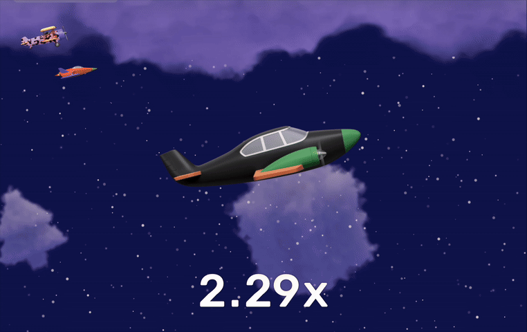 Crash game showing an airplane flying with increasing multiplier until it crashes