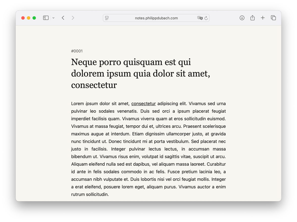 Overview of the fist Note on notes.philippdubach.com